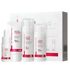 Set cosmetice, 4 piese cu Niacinamidă și Acid Hialuronic pentru îngrijire facială | Luminozitate, Hidratare și Uniformizare ten | LAIKOU ®
