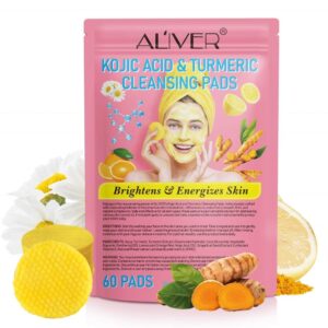 Dischete Exfoliante și Iluminatoare cu Acid Kojic & Turmeric, 60 buc, ALIVER®