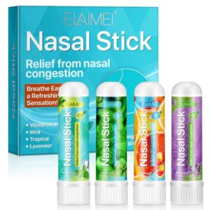 Stick, creion, inhalator nazal natural pentru respirație ușoară și tonus ridicat, Set 4 arome, ELAIMEI®