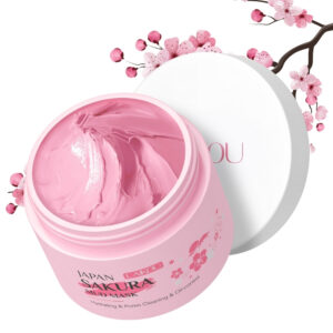 Mască de față Cu Extract de Flori de Cireș Japonez (Sakura) și Argilă Roz, 25 gr, LAIKOU®