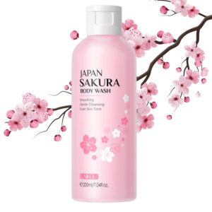 Gel de duș cu Extract de Flori de Cireș Japonez (Sakura), Vitaminele C și E + 15 Aminoacizi 200ml, LAIKOU®