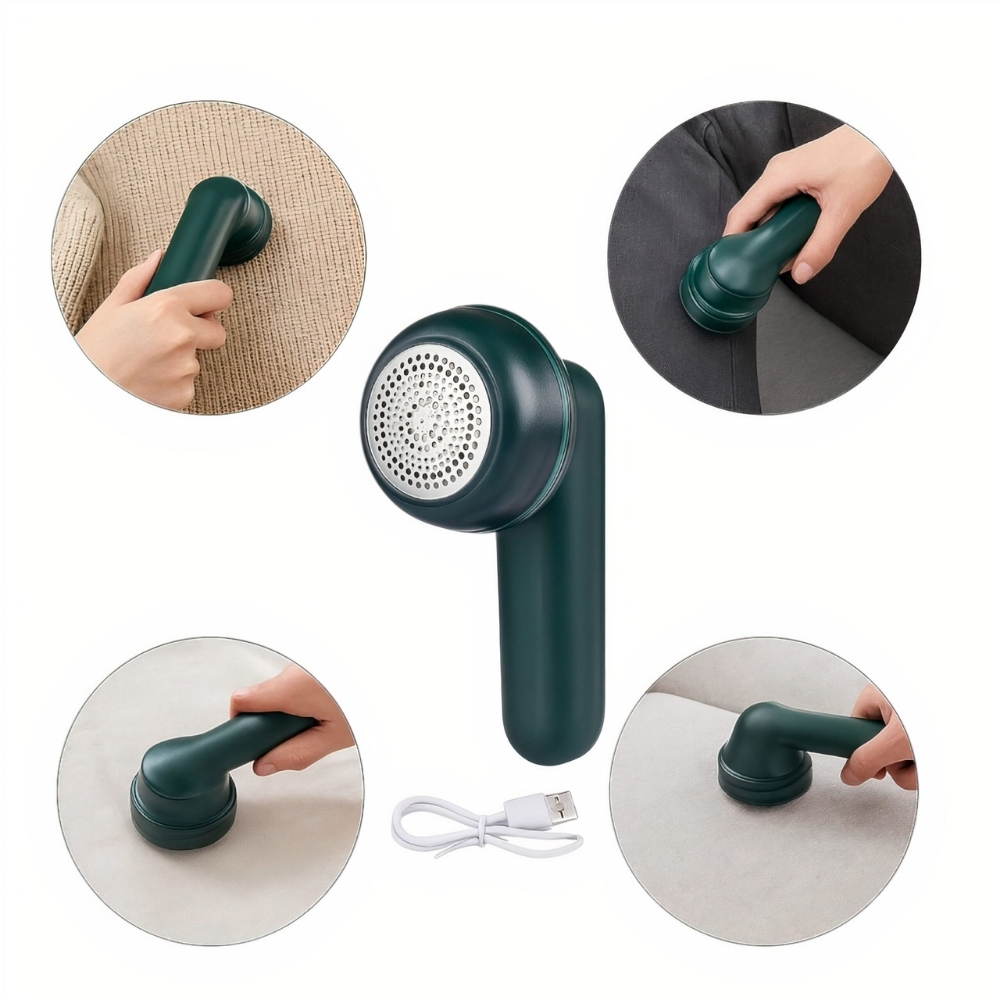 Aparat de Îndepărtare a Scamelor, 13×8 cm, Încărcare USB, Portabil, Verde - imagine 2