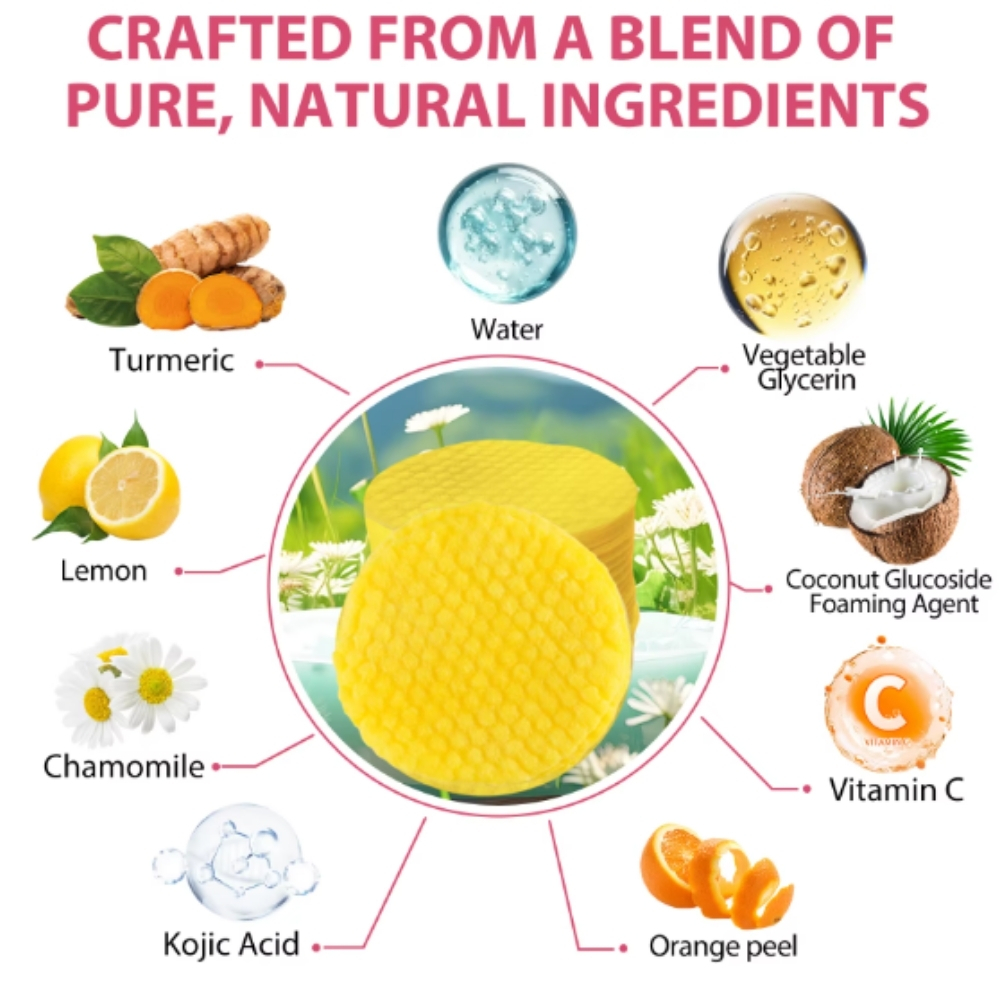Dischete Exfoliante și Iluminatoare cu Acid Kojic & Turmeric, 60 buc, ALIVER® - imagine 3