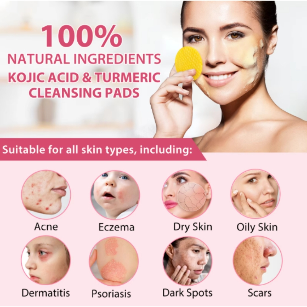Dischete Exfoliante și Iluminatoare cu Acid Kojic & Turmeric, 60 buc, ALIVER® - imagine 4