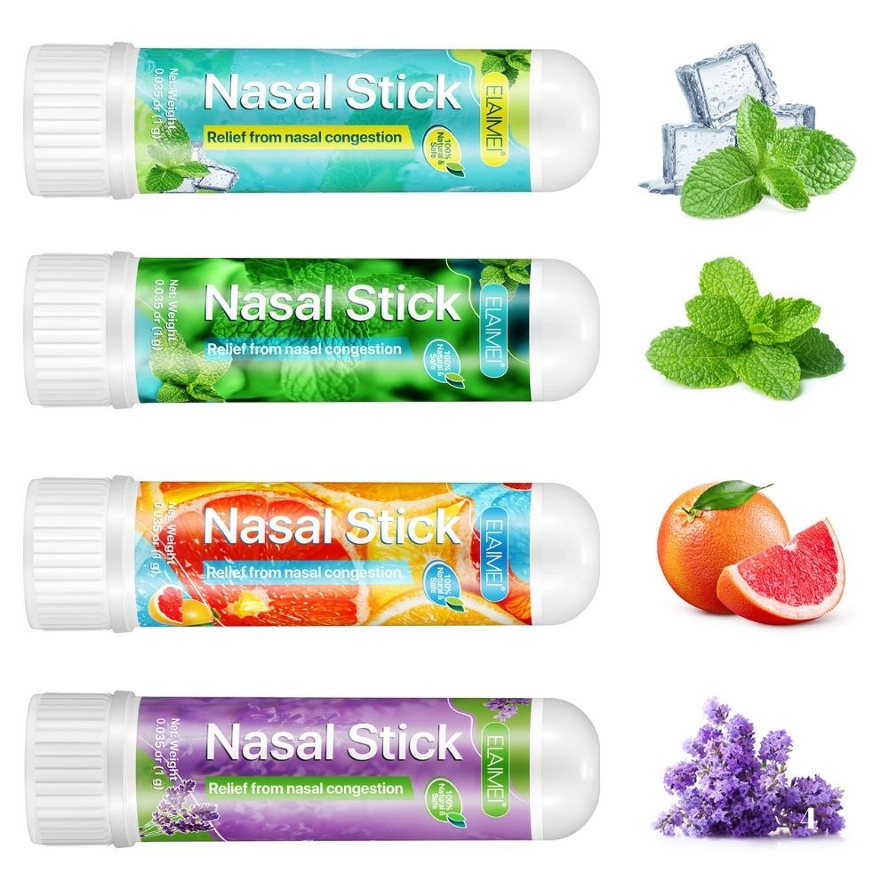 Stick, creion, inhalator nazal natural pentru respirație ușoară și tonus ridicat, Set 4 arome, ELAIMEI® - imagine 4
