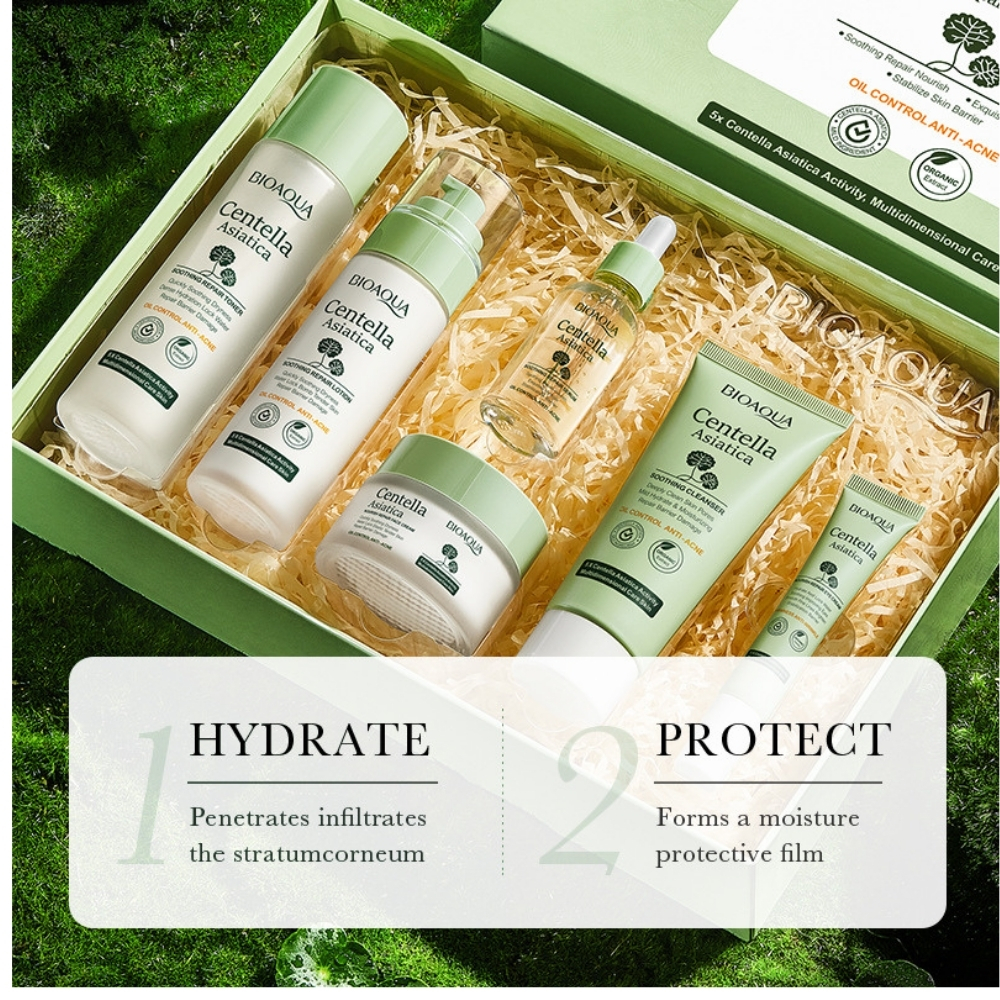 Set cosmetice, 6 piese pentru îngrijire facială cu Centella Asiatica și Acid Hialuronic | Hidratare și reparare BIOAQUA® - imagine 4