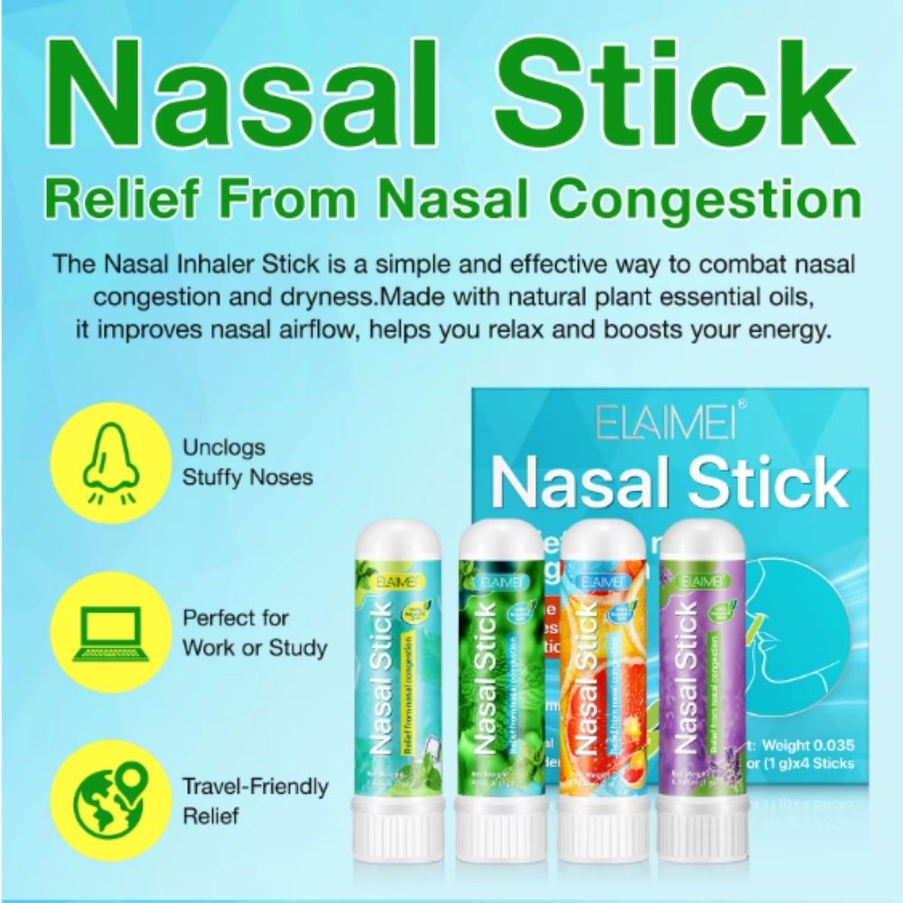 Stick, creion, inhalator nazal natural pentru respirație ușoară și tonus ridicat, Set 4 arome, ELAIMEI® - imagine 5