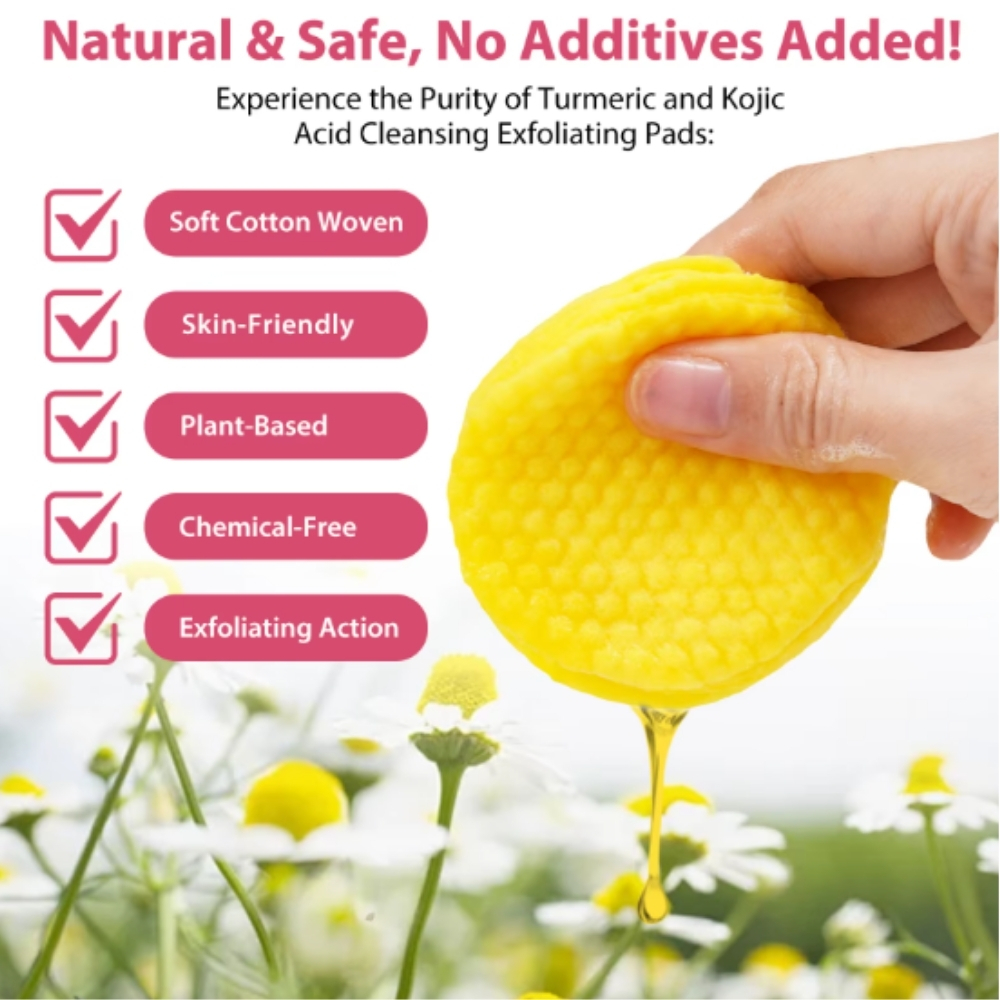 Dischete Exfoliante și Iluminatoare cu Acid Kojic & Turmeric, 60 buc, ALIVER® - imagine 6