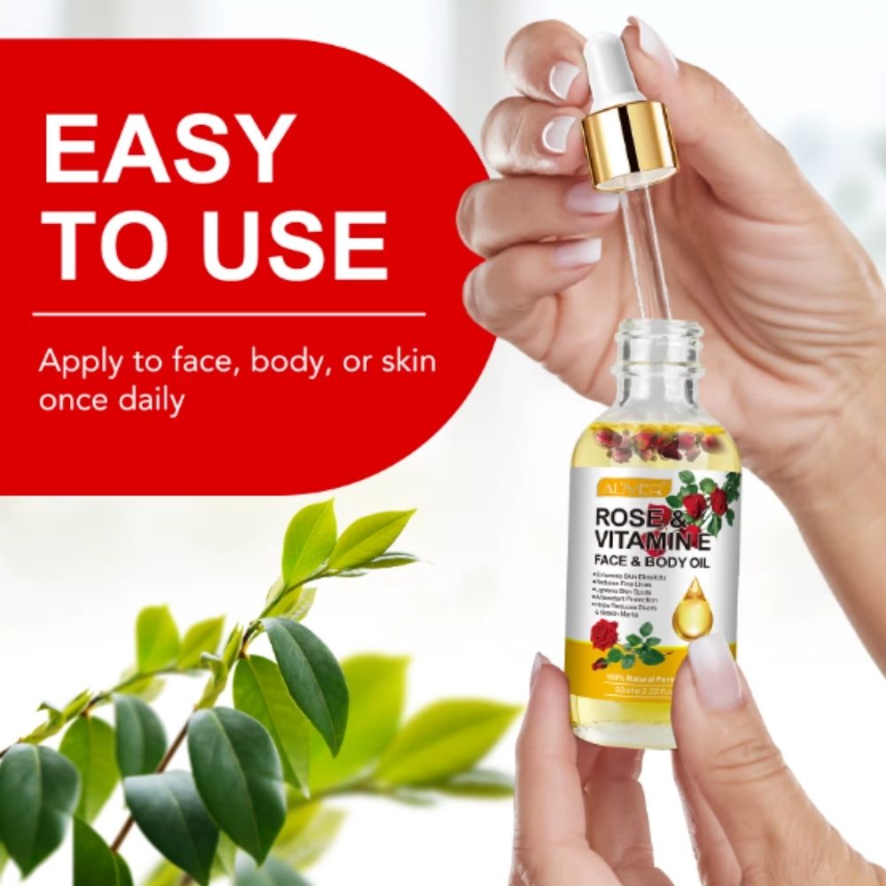 Ulei de Trandafir îmbogățit cu Bergamotă și Vitamina E pentru Față și Corp, ALIVER®, 60 ml - imagine 6