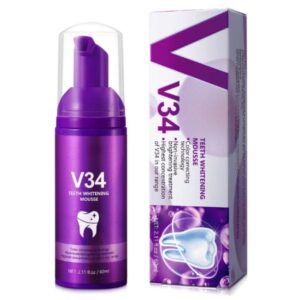 Pastă de dinți spumoasă pentru albire V34, cu efect optic instant, 60 ml, ELAIMEI®
