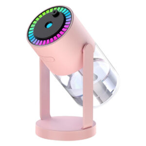Umidificator, Aromadifuzor Portabil și Proiector de Stele, cu Lumină Ambientală și Cap Rotativ, pentru Acasă, Birou, Yoga, Spa, Mașină, 280ml, Roz