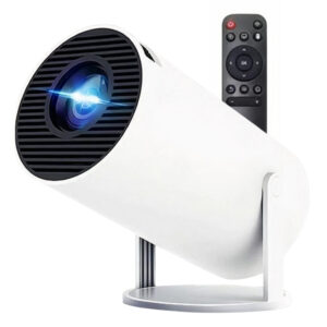 Videoproiector portabil Inteligent cu boxă integrată, Microfon Wireless, Smart, 4K, Proiecție Ajustabilă Autofocus 130 inch, Android 11.0, Wi-Fi, Bluetooth, alb