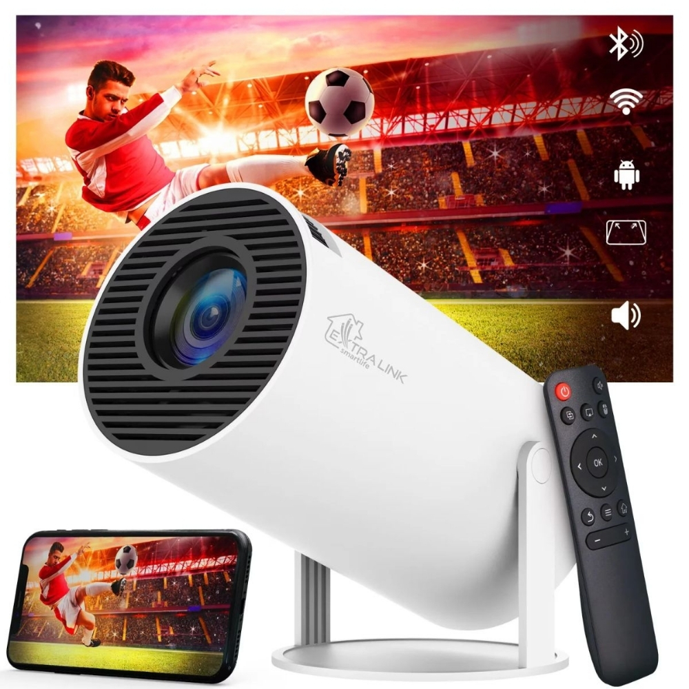 Videoproiector portabil Inteligent cu boxă integrată, Microfon Wireless, Smart, 4K, Proiecție Ajustabilă Autofocus 130 inch, Android 11.0, Wi-Fi, Bluetooth, alb - imagine 6