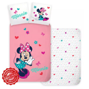 Lenjerie de pat copii, Minnie Whisper, Husă de pilotă 100×135 cm + Față de pernă 40×60 cm, 100% bumbac, licențiat DISNEY®