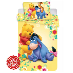 Lenjerie de pat copii, Winnie The Pooh, Husă de pilotă 100×135 cm + Față de pernă 40×60 cm, 100% bumbac, licențiat DISNEY®