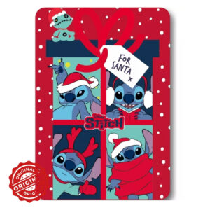 Pătură din fleece/polar pentru copii, Disney Lilo & Stitch de Crăciun, 140x100 cm, 294 gr, licențiată Disney®