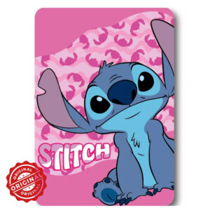 Pătură din fleece/polar pentru copii, Disney Lilo & Stitch Pink, 140x100 cm, 294 gr, licențiată Disney®
