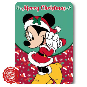 Pătură din fleece/polar pentru copii, Minnie Mouse Crăciun, 140x100 cm, 294 gr, licențiată Disney®