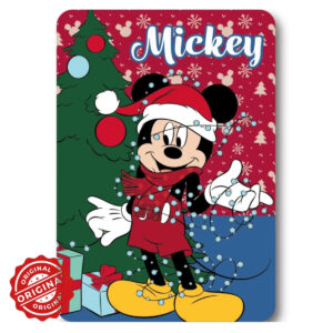 Pătură din fleece/polar pentru copii, Mickey Mouse Christmas, 140x100 cm, 294 gr, licențiată Disney®