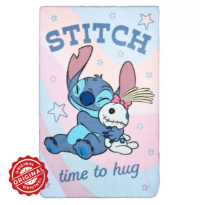 Pătură din fleece/polar pentru copii, Disney Lilo & Stitch, Time to Hug, 150x100 cm, 250 gr, licențiată Disney®