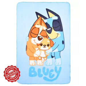 Pătură din fleece/polar pentru copii, Bluey Family Hug, 150x100 cm, 268 gr, licențiată Disney®