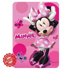 Pătură din fleece/polar pentru copii, Minnie Butterfly Bow Chic, 100x140 cm, 288 gr, licențiată Disney®