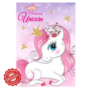 Pătură din fleece/polar pentru copii, Princess Unicorn, 100x140 cm, 288 gr, licențiată Disney®