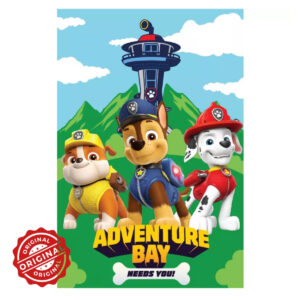 Pătură din fleece/polar pentru copii, Patrula Cățelușilor Adventure Bay, 100x150 cm, 264 gr, licențiată Paw Patrol®