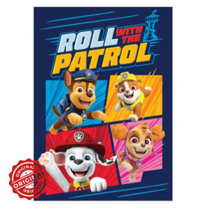 Pătură din fleece/polar pentru copii, Patrula Cățelușilor Roll With The Patrol, 100x140 cm, 264 gr, licențiată Paw Patrol®