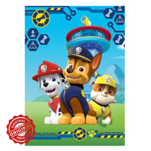 Pătură din fleece/polar pentru copii, Patrula Cățelușilor All Paws on Deck!, 100x140 cm, 264 gr, licențiată Paw Patrol®