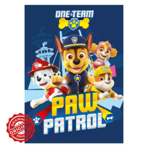 Pătură din fleece/polar pentru copii, Patrula Cățelușilor One Team, 100x140 cm, 338 gr, licențiată Paw Patrol®