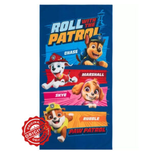 Prosop de baie și plajă pentru copii, bumbac cu absorbție rapidă, Patrula Cățelușilor, 70x140 cm, 300 gr, licență Paw Patrol®