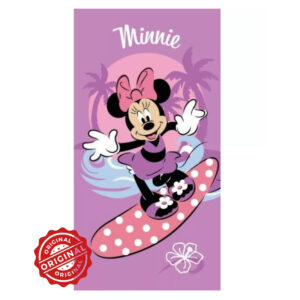 Prosop de baie și plajă pentru copii, microfibră cu absorbție rapidă, Minnie Mouse Surf Purple, 70x140 cm, 306 gr, licență Disney®