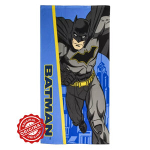 Prosop de baie și plajă pentru copii, microfibră cu absorbție rapidă, Batman Hero Blue, 70x140 cm, 266 gr, licență DC Comics®
