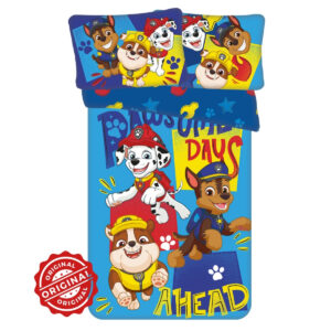 Lenjerie de pat copii, Patrula Cățelușilor, Pawsome Days Ahead, Husă de pilotă 100×135 cm + Față de pernă 40×60 cm, 100% bumbac, Set licențiat Paw Patrol®