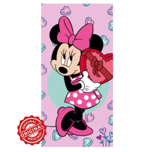 Prosop de baie și plajă pentru copii, microfibră cu absorbție rapidă, Minnie Mouse Sweet Heart, 70x140 cm, 306 gr, licență Disney®