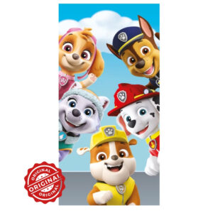 Prosop de baie și plajă pentru copii, bumbac 100%, Paw Patrol Beach Squad, 70x140 cm, 315 gr, licență Nickelodeon®