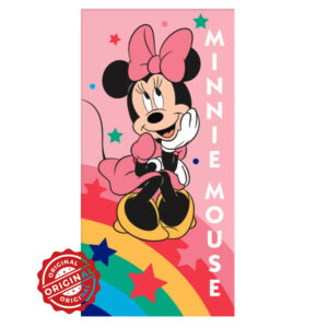 Prosop de baie și plajă pentru copii, bumbac 100%, Minnie Mouse Rainbow Dream, 70x140 cm, 300 gr, licență Disney®