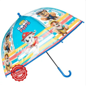 Umbrelă transparentă pentru copii, manuală, Patrula Cățelușilor, Ø72 cm, 220 gr, licență oficială Paw Patrol®