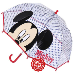 Umbrelă transparentă pentru copii, manuală, Mickey Mouse, Ø72 cm, 220 gr, licență oficială Disney®