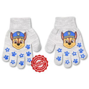 Mănuși tricotate pentru copii, Patrula Cățelușilor Chase, gri deschis, acril, licență oficială PAW Patrol®