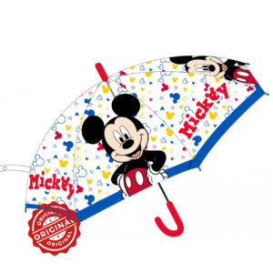 Umbrelă transparentă pentru copii, manuală, Mickey Mouse, Ø72 cm, 220 gr, licență oficială Disney®