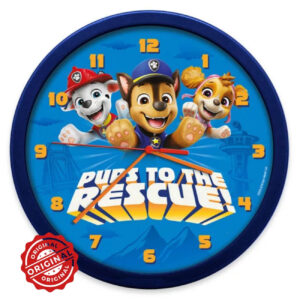 Ceas de perete pentru copii, Patrula Cățelușilor Rescue Pups, Ø25 cm, 312 gr, licență oficială Paw Patrol®