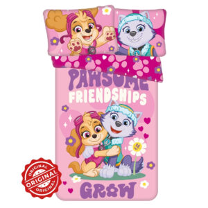Lenjerie de pat copii, Patrula Cățelușilor, Husă de pilotă 100×135 cm + Față de pernă 40×60 cm, 100% bumbac, Set licențiat Paw Patrol®