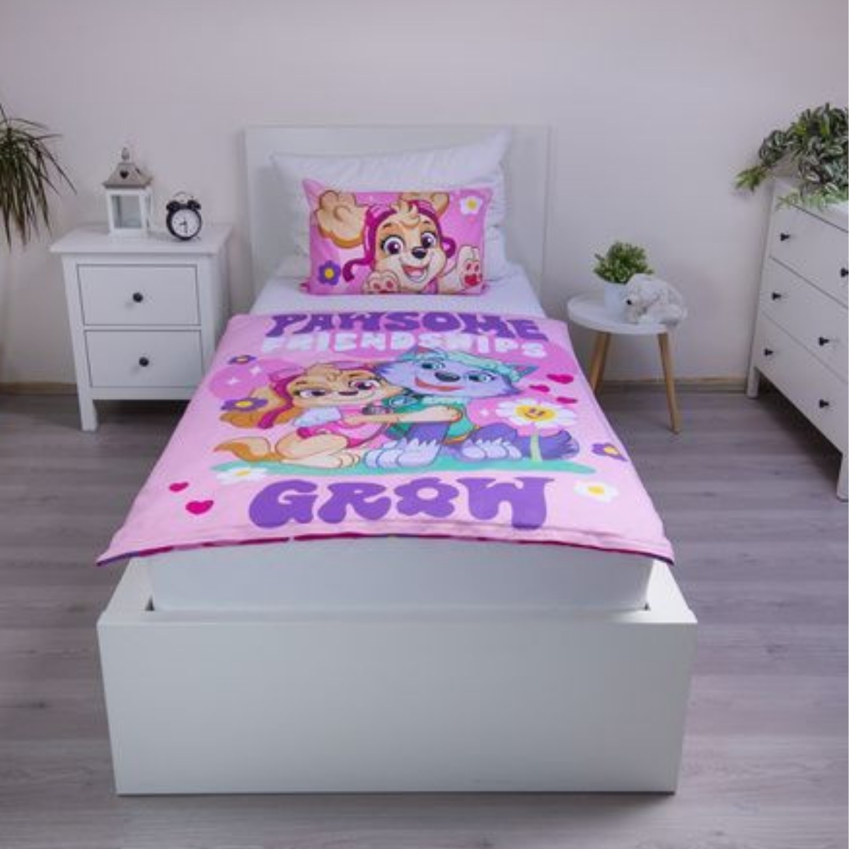 Lenjerie de pat copii, Patrula Cățelușilor, Husă de pilotă 100×135 cm + Față de pernă 40×60 cm, 100% bumbac, Set licențiat Paw Patrol® - imagine 2
