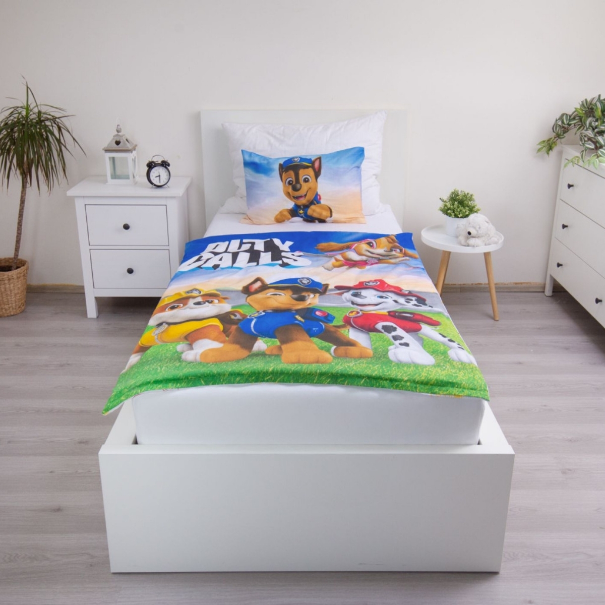 Lenjerie de pat copii, Patrula Cățelușilor, Better with Friends, Husă de pilotă 100×135 cm + Față de pernă 40×60 cm, 100% bumbac, Set licențiat Paw Patrol® - imagine 2