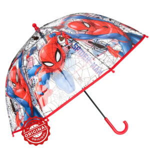 Umbrelă transparentă pentru copii, manuală, Spider-Man, Ø72 cm, 220 gr, licență oficială Marvel®