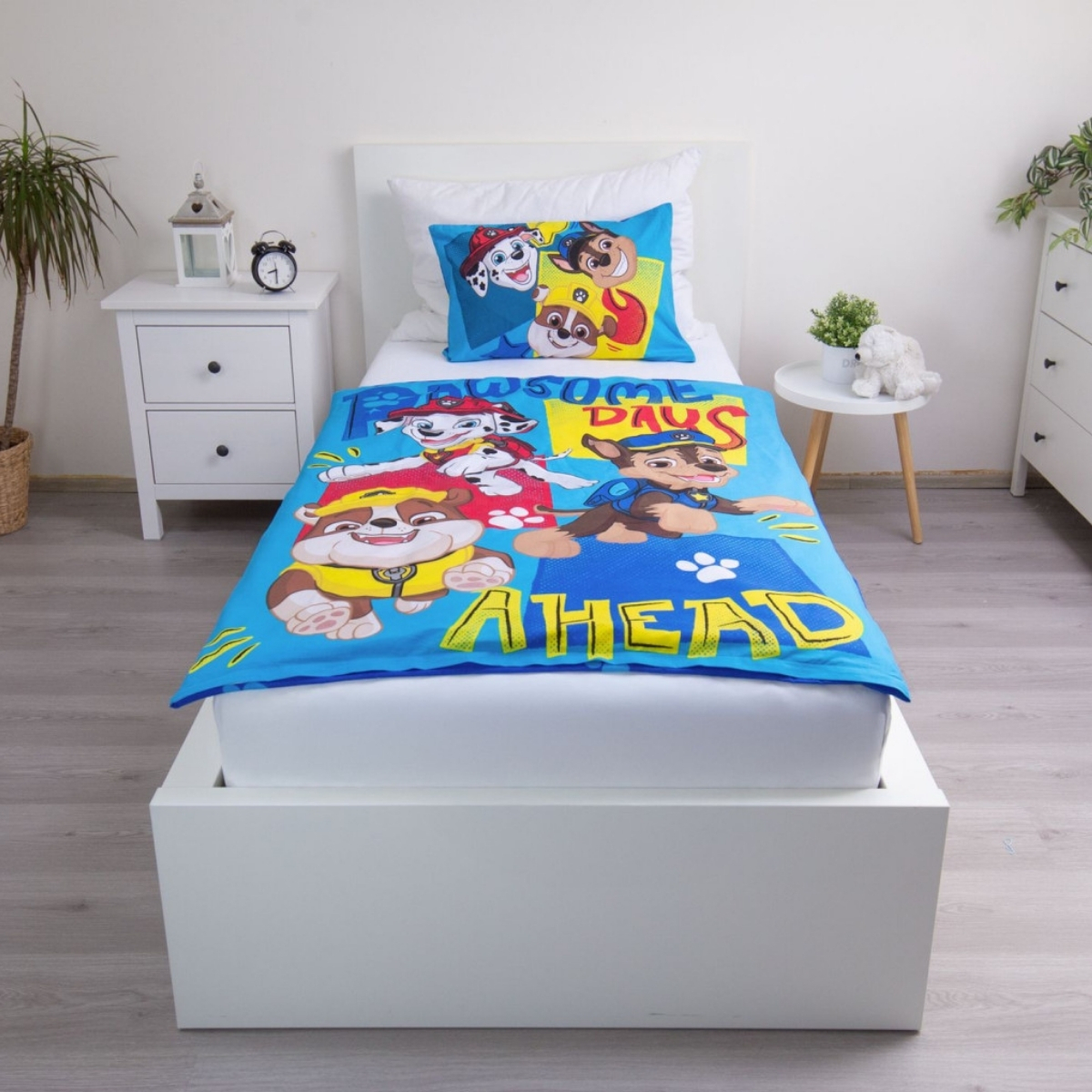 Lenjerie de pat copii, Patrula Cățelușilor, Pawsome Days Ahead, Husă de pilotă 100×135 cm + Față de pernă 40×60 cm, 100% bumbac, Set licențiat Paw Patrol® - imagine 3