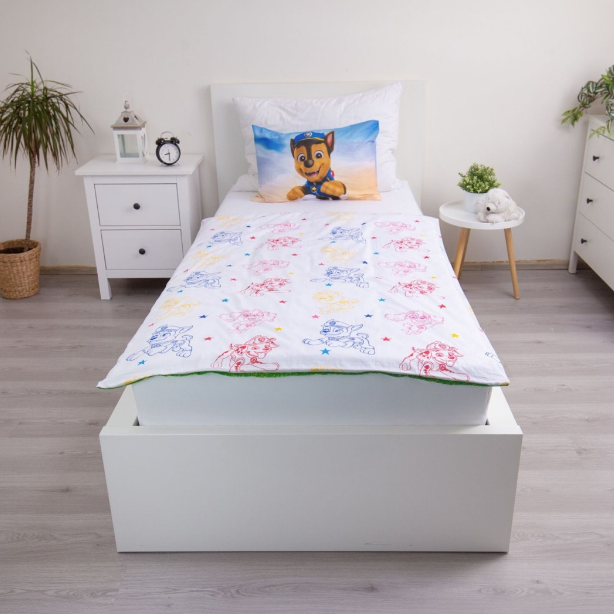 Lenjerie de pat copii, Patrula Cățelușilor, Better with Friends, Husă de pilotă 100×135 cm + Față de pernă 40×60 cm, 100% bumbac, Set licențiat Paw Patrol® - imagine 3