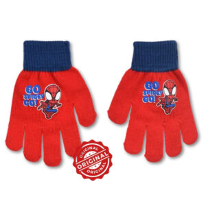 Mănuși tricotate pentru copii, Spidey Go Spidey Go!, roșu & bleumarin, acril, licență oficială Marvel®